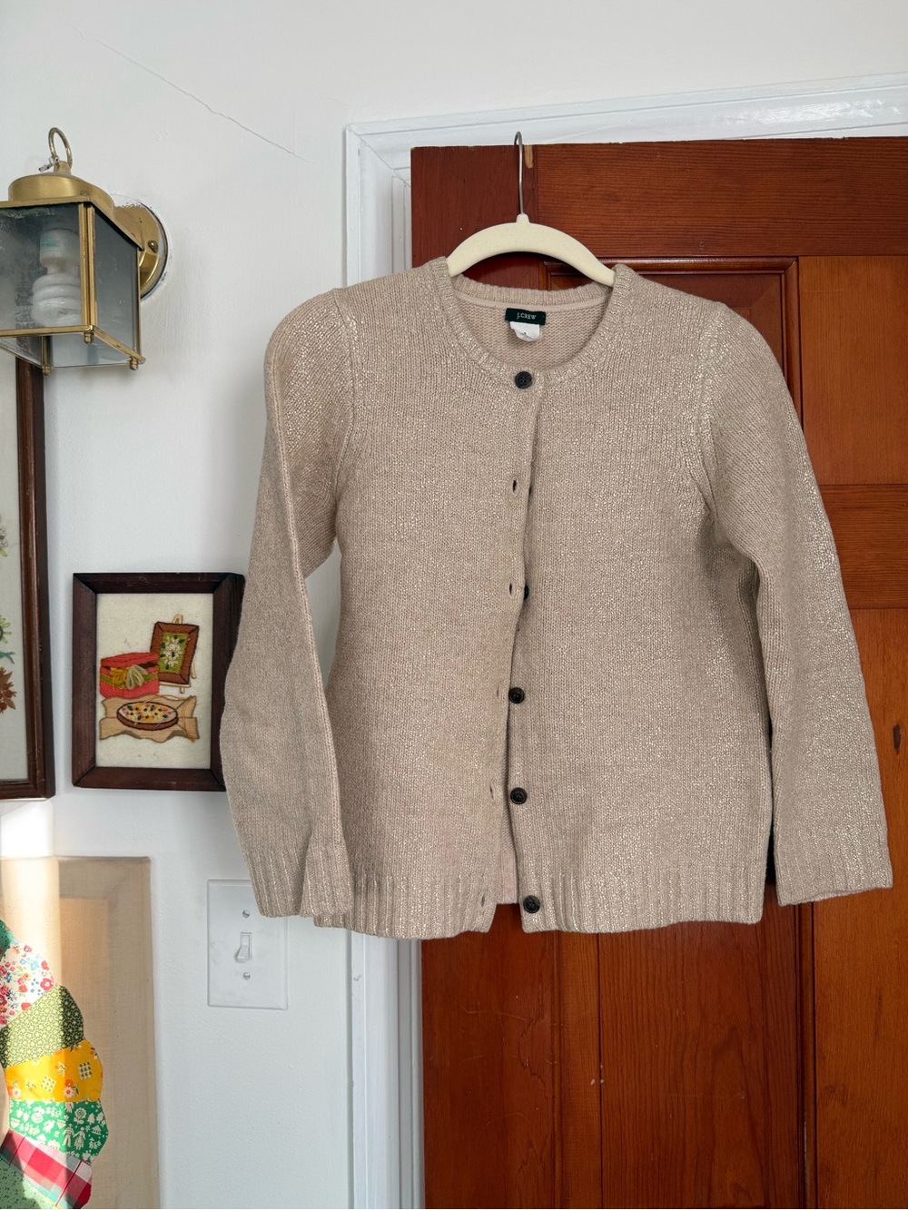 J. Crew Cream Button-Up Wool & Cashmere Cardigan